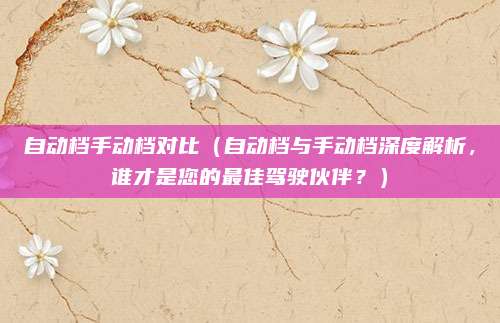 自动档手动档对比(自动档与手动档深度解析,谁才是您的最佳驾驶伙伴?)