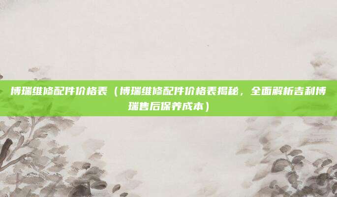 博瑞维修配件价格表（博瑞维修配件价格表揭秘，全面解析吉利博瑞售后保养成本）