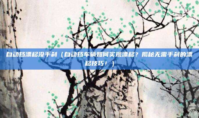 自动挡漂移没手刹(自动挡车辆如何实现漂移?揭秘无需手刹的漂移技巧!)