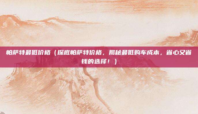 帕萨特最低价格(探底帕萨特价格,揭秘最低购车成本,省心又省钱的选择!)