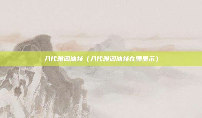 八代雅阁油耗(八代雅阁油耗在哪显示)