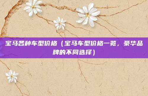 宝马各种车型价格（宝马车型价格一览，豪华品牌的不同选择）