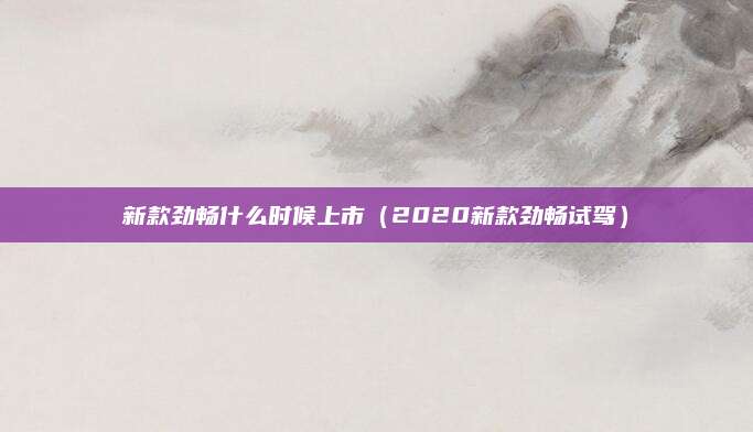 新款劲畅什么时候上市(2020新款劲畅试驾)