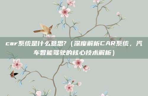car系统是什么意思?(深度解析CAR系统,汽车智能驾驶的核心技术解析)