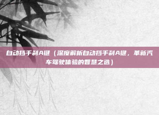 自动挡手刹A键(深度解析自动挡手刹A键,革新汽车驾驶体验的智慧之选)