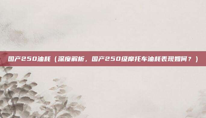 国产250油耗（深度解析，国产250级摩托车油耗表现如何？）