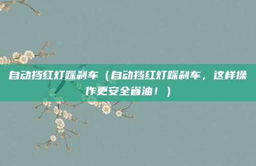自动挡红灯踩刹车(自动挡红灯踩刹车,这样操作更安全省油!)