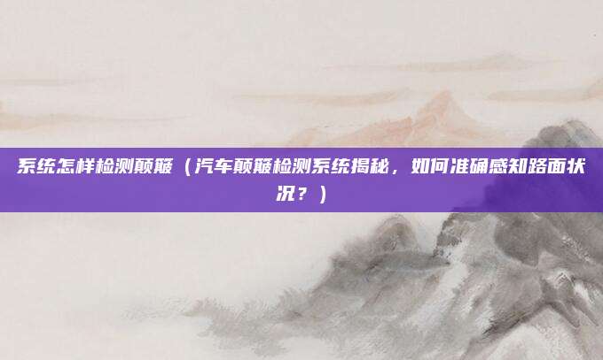 系统怎样检测颠簸（汽车颠簸检测系统揭秘，如何准确感知路面状况？）