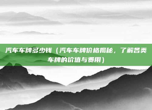 汽车车牌多少钱(汽车车牌价格揭秘,了解各类车牌的价值与费用)