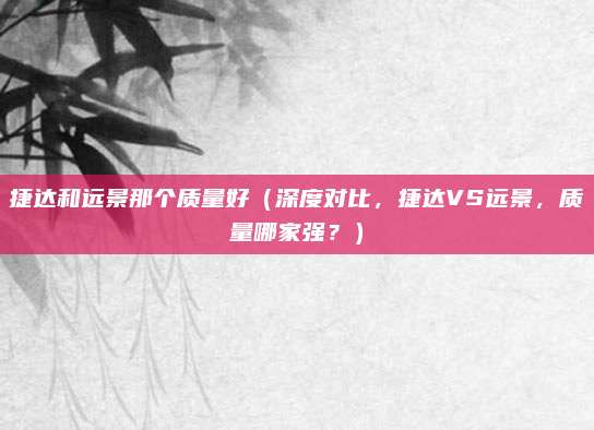 捷达和远景那个质量好(深度对比,捷达VS远景,质量哪家强?)