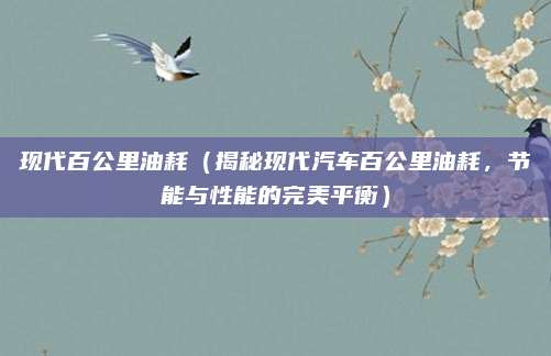 现代百公里油耗（揭秘现代汽车百公里油耗，节能与性能的完美平衡）