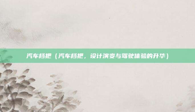汽车档把(汽车档把,设计演变与驾驶体验的升华)