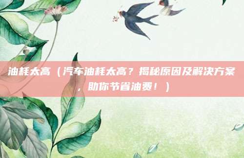 油耗太高（汽车油耗太高？揭秘原因及解决方案，助你节省油费！）