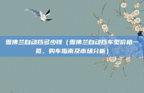 雪佛兰自动挡多少钱(雪佛兰自动挡车型价格一览,购车指南及市场分析)