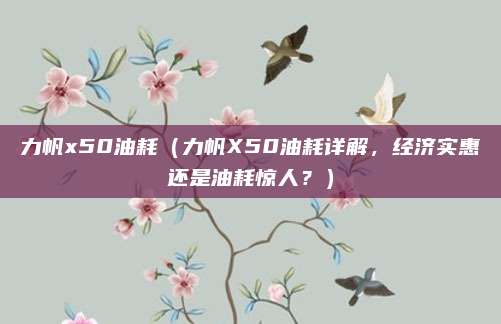 力帆x50油耗(力帆X50油耗详解,经济实惠还是油耗惊人?)