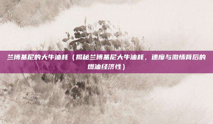 兰博基尼的大牛油耗(揭秘兰博基尼大牛油耗,速度与激情背后的燃油经济性)