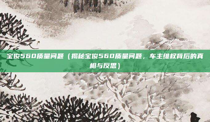 宝俊560质量问题(揭秘宝俊560质量问题,车主维权背后的真相与反思)