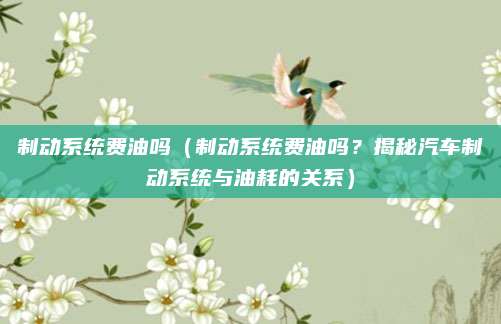 制动系统费油吗(制动系统费油吗?揭秘汽车制动系统与油耗的关系)