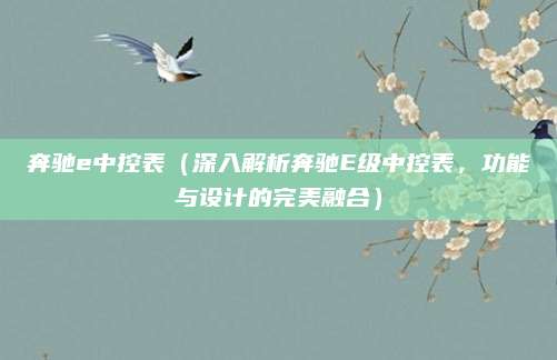 奔驰e中控表(深入解析奔驰E级中控表,功能与设计的完美融合)