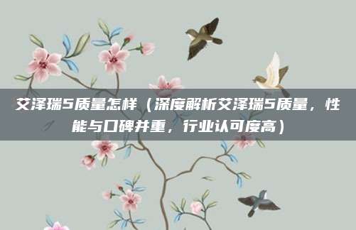 艾泽瑞5质量怎样(深度解析艾泽瑞5质量,性能与口碑并重,行业认可度高)