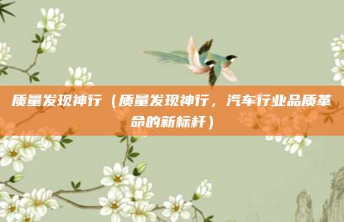 质量发现神行(质量发现神行,汽车行业品质革命的新标杆)