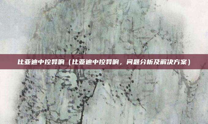 比亚迪中控异响(比亚迪中控异响,问题分析及解决方案)