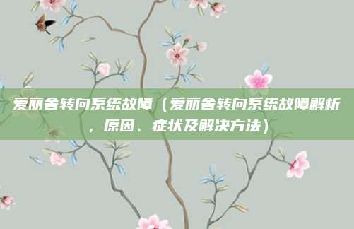 爱丽舍转向系统故障(爱丽舍转向系统故障解析,原因、症状及解决方法)