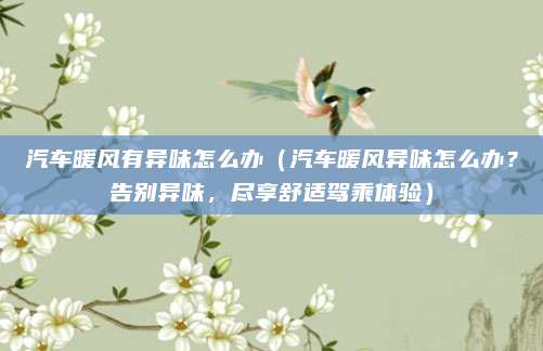 汽车暖风有异味怎么办（汽车暖风异味怎么办？告别异味，尽享舒适驾乘体验）