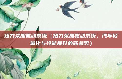 扭力梁加驱动系统（扭力梁加驱动系统，汽车轻量化与性能提升的新趋势）