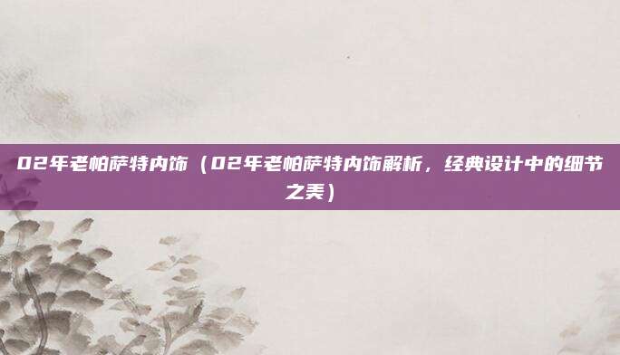 02年老帕萨特内饰（02年老帕萨特内饰解析，经典设计中的细节之美）
