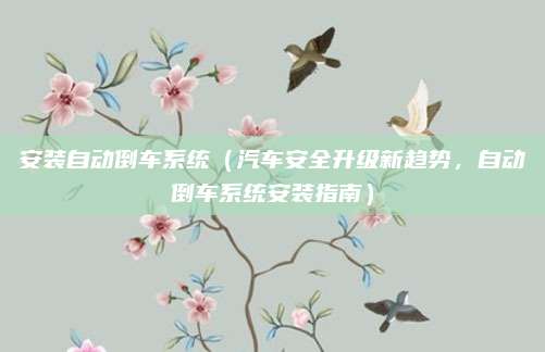 安装自动倒车系统(汽车安全升级新趋势,自动倒车系统安装指南)