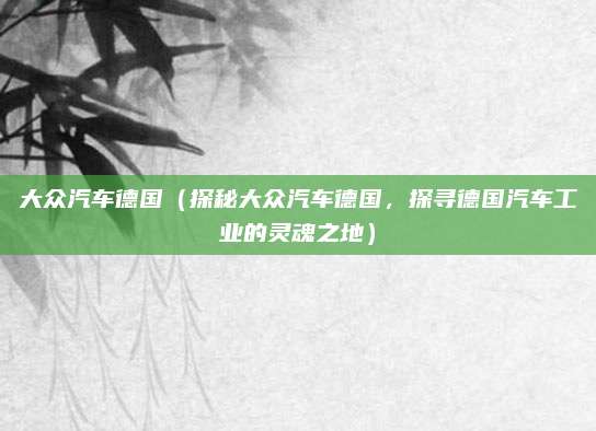 大众汽车德国(探秘大众汽车德国,探寻德国汽车工业的灵魂之地)
