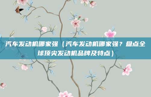 汽车发动机哪家强（汽车发动机哪家强？盘点全球顶尖发动机品牌及特点）