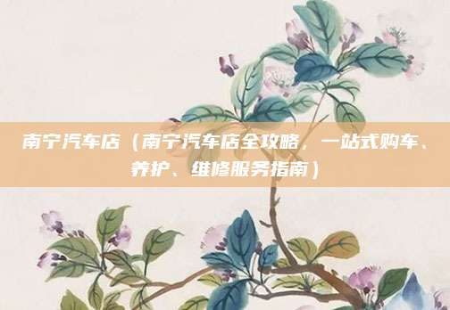 南宁汽车店(南宁汽车店全攻略,一站式购车、养护、维修服务指南)