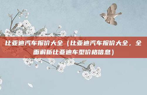 比亚迪汽车报价大全(比亚迪汽车报价大全,全面解析比亚迪车型价格信息)