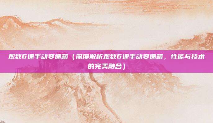 观致6速手动变速箱(深度解析观致6速手动变速箱,性能与技术的完美融合)