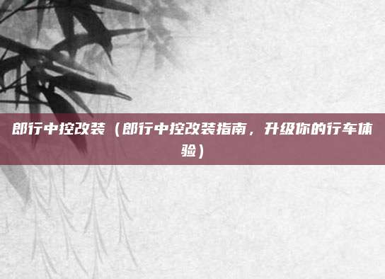 郎行中控改装(郎行中控改装指南,升级你的行车体验)