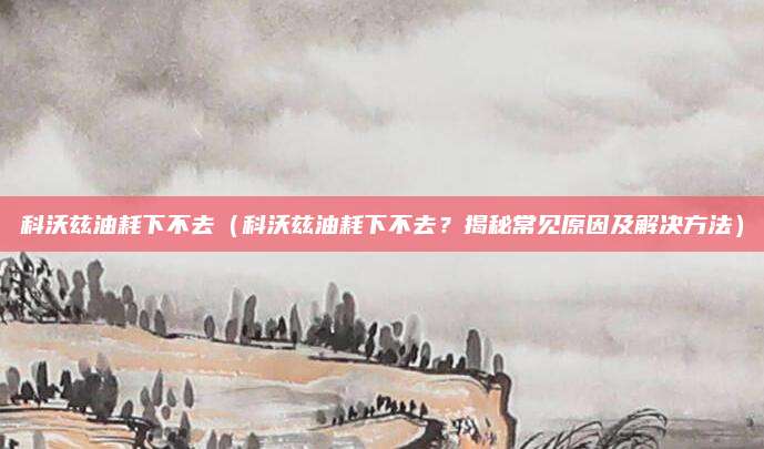 科沃兹油耗下不去(科沃兹油耗下不去?揭秘常见原因及解决方法)