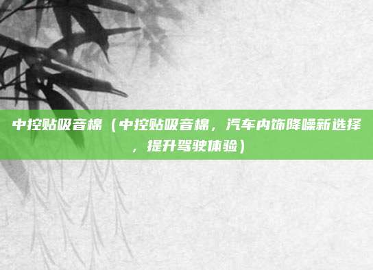 中控贴吸音棉（中控贴吸音棉，汽车内饰降噪新选择，提升驾驶体验）