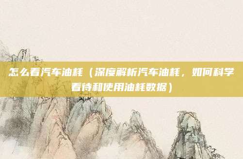 怎么看汽车油耗（深度解析汽车油耗，如何科学看待和使用油耗数据）