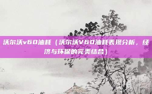 沃尔沃v60油耗（沃尔沃V60油耗表现分析，经济与环保的完美结合）
