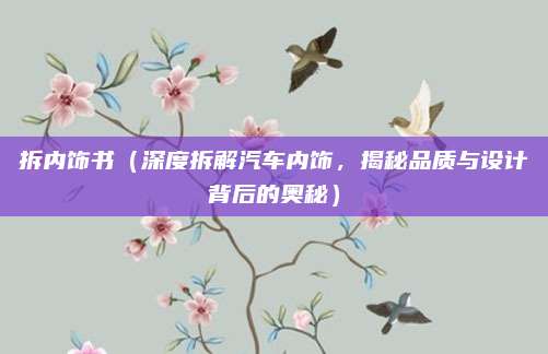 拆内饰书（深度拆解汽车内饰，揭秘品质与设计背后的奥秘）