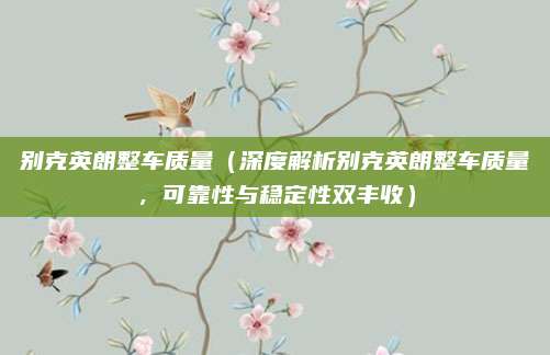 别克英朗整车质量(深度解析别克英朗整车质量,可靠性与稳定性双丰收)