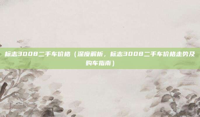 标志3008二手车价格（深度解析，标志3008二手车价格走势及购车指南）