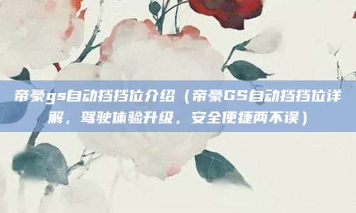 帝豪gs自动挡挡位介绍(帝豪GS自动挡挡位详解,驾驶体验升级,安全便捷两不误)