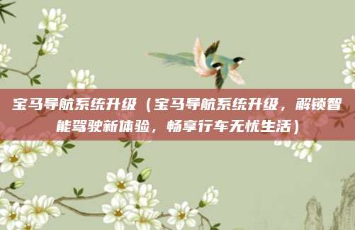 宝马导航系统升级(宝马导航系统升级,解锁智能驾驶新体验,畅享行车无忧生活)