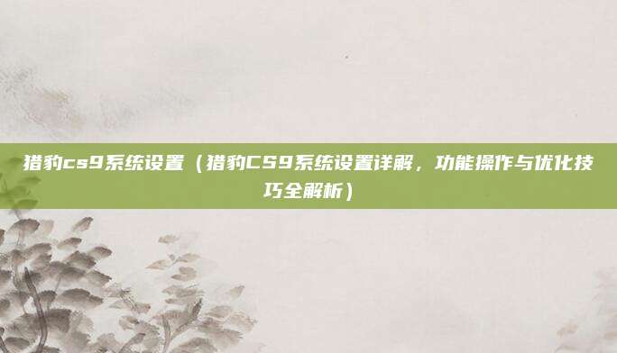 猎豹cs9系统设置(猎豹CS9系统设置详解,功能操作与优化技巧全解析)