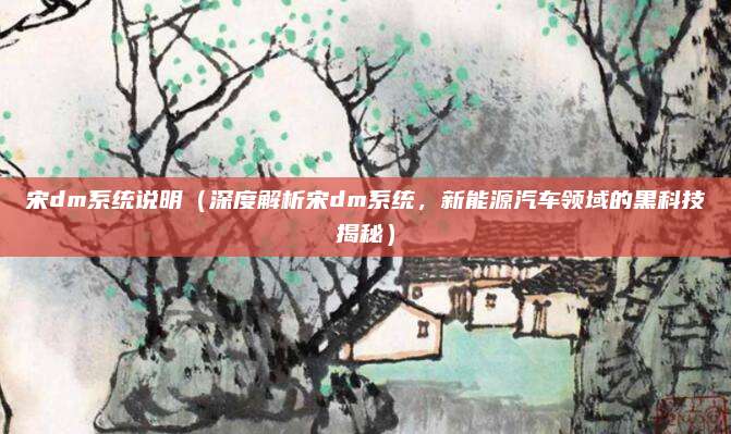 宋dm系统说明(深度解析宋dm系统,新能源汽车领域的黑科技揭秘)