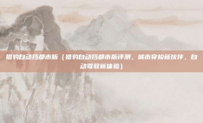 猎豹自动挡都市版(猎豹自动挡都市版评测,城市穿梭新伙伴,自动驾驭新体验)
