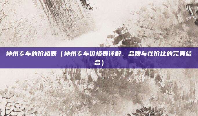 神州专车的价格表(神州专车价格表详解,品质与性价比的完美结合)